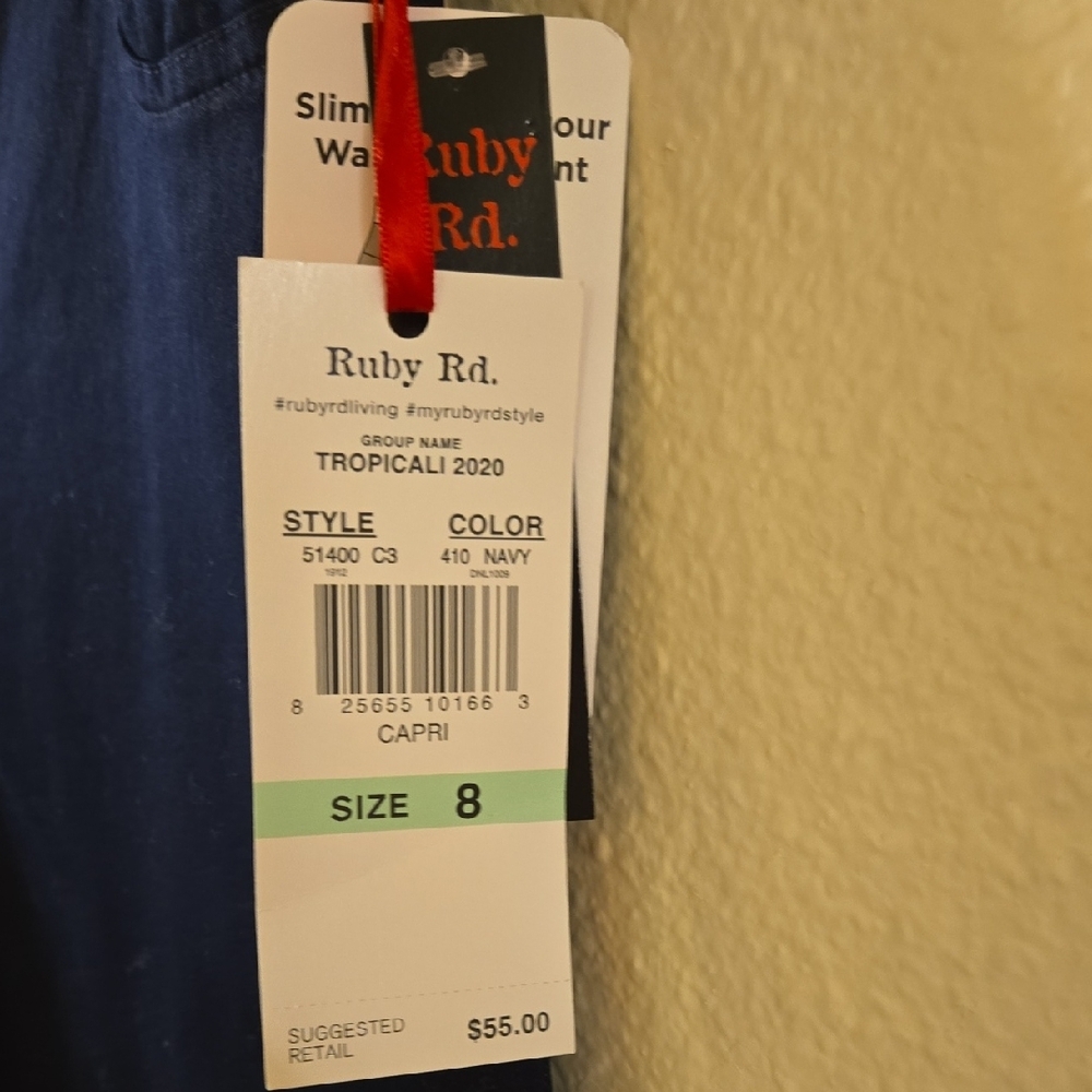 Ruby Rd. Dark Blue Capris - Picture 3 of 6